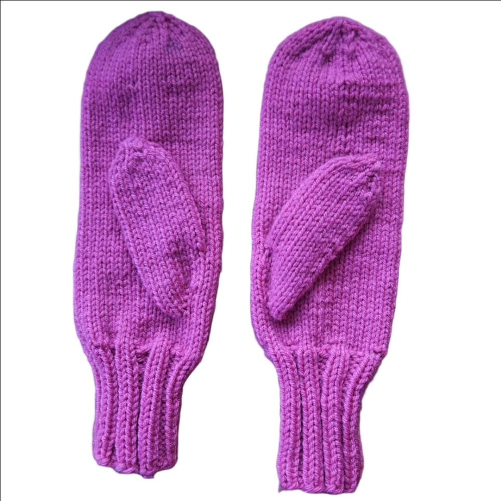 Hand Knit Pink Mittens for Women